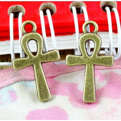 60pcs/lot 22*13MM Cross Charms Pendant For Jewelry Making Antique Bronze Color Alloy Charms