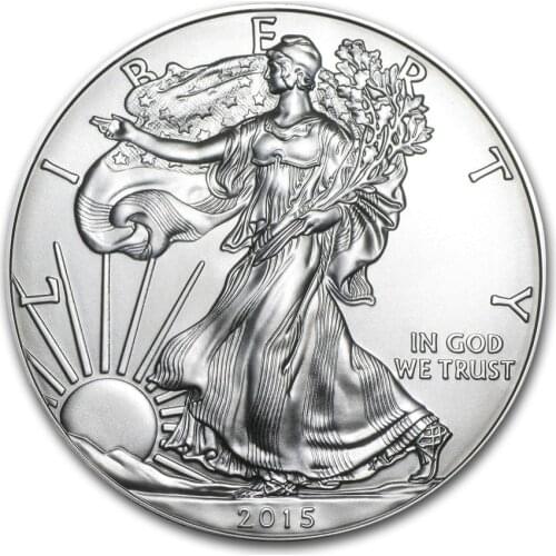 Free shipping 50pcs/lot,2015 1 oz Silver Statue Of Liberty American Eagle Coin,Grind arenaceous handstand eagle