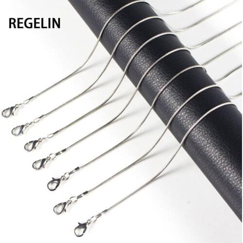 REGELIN New 41/45/50/60cm Length Stainless Steel Chain snake chain Clavicular chain Lobster Clasps Simple Chains Necklace