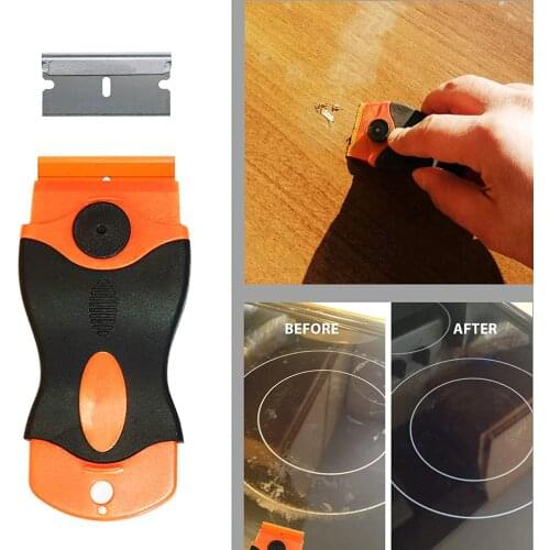 Cleaning Razor Scraper + 10pcs Blades Car Window Tint Glass Vinyl Decal Sticker Adhesive Paint Remover Cleaner Tool Squeegee