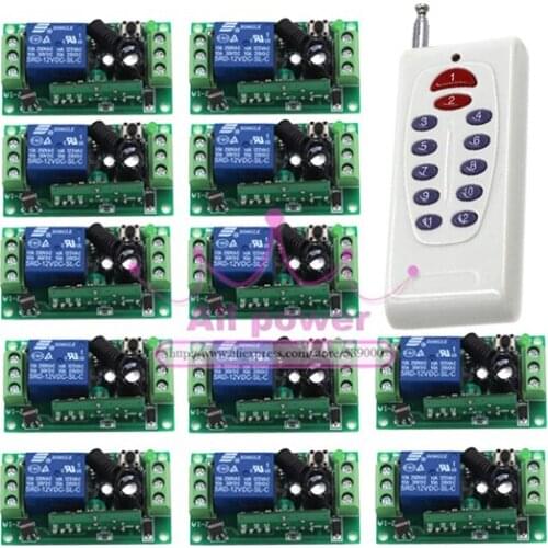 DC 12V 1CH wireless remote control switch system RF Remote ON/OFF 10A relay Switch Transmitter with Receiver+Cover