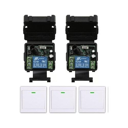 DC12V 24V 1CH Wireless Remote Control Switch System Receiver+Wall Panel Remote Transmitter Sticky Remote Smart Home Switch