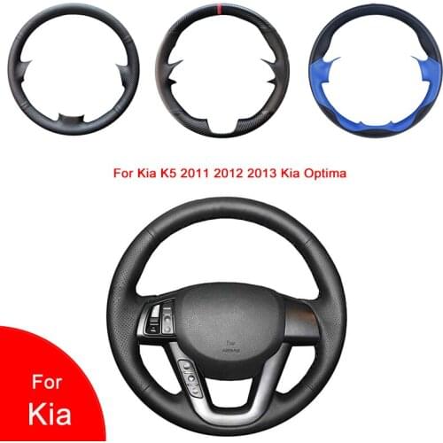 Breathable Punch Hand-Stitched Black Artificial Leather Car Steering Wheel cover For Kia K5 2011 2012 2013 Kia Optima