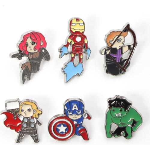 Disney Marvel Super Hero Captain America Action Figure Toys Doll for Kid Boy Spider-Man Metal Badge Brooch Pin Birthday Gift