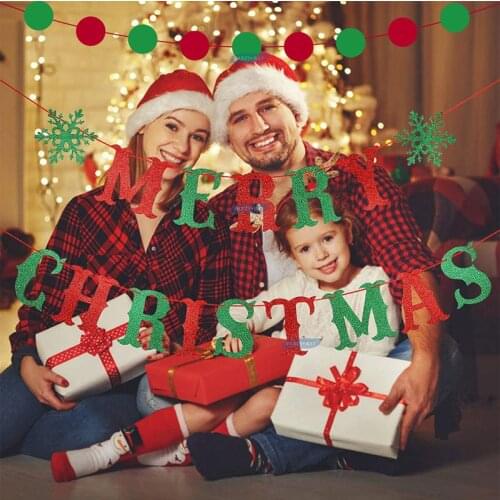 Flag Christmas Paper Flag Party Decoration Banner Pull Flower XMAS Green Red Hanging Pennant Swallowtail Flag