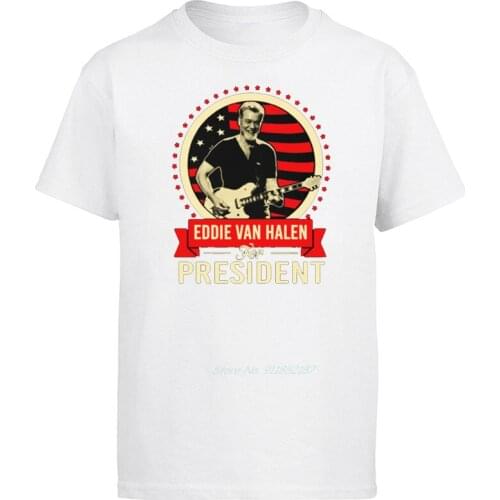 Eddie Van Halen For President Tour Vintage T-Shirt Mens White Short Sleeve men clothing t shirt