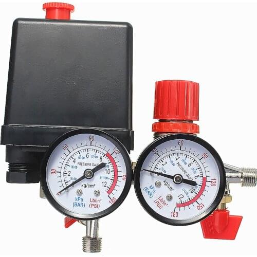12 Bar 240V Air Compressor Pump Pressure Valve 175psi Vertical Cross Control Switch Manifold Relief Regulator With Gauges Switch