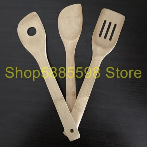 Kitchen Bamboo utensils bamboo spatula bamboo slotted shovel bamboo spatula with hole 3PCS/set