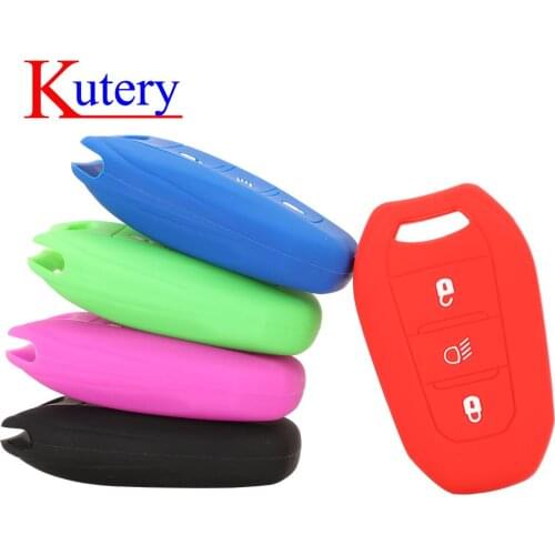 Kutery 3BTN Silicone Colorful Remote Car Key Cover Case For Peugeot 3008 5008 Citroen C3 Dispatch Crew Cab Protect Replacement