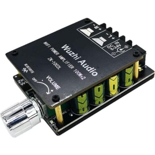 Mini ZK-1002L 5.0 Bluetooth Digital Amplifier Board Dual 100W Double Channels Stereo Wireless Power Amp DC 12V 24V