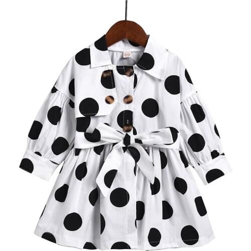 Fashion Spring Girls Jacket Cotton Black White Big Dot Print Coat Windbreaker Autumn Toddler Kids Baby Girl Jacket 1-7Y Outwear