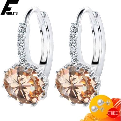 BaliJelry Fashion Earrings Silver 925 Jewelry Round Ruby Zircon Gemstone Drop Earring Accessories for Women Wedding Engagement