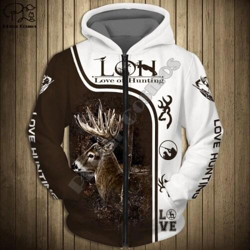 Men women Deer Hunting 3d hoodies NewFashion Sweatshirts print zipper hunter casual Pullover autumn spring jacket tracksuit coat
