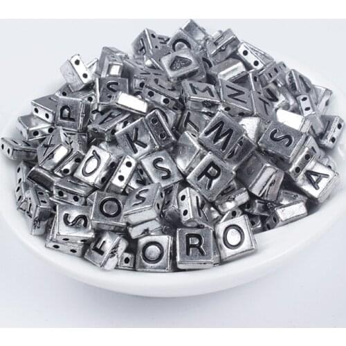 New 50/100/200Pcs Double Holes Bracelet Beading Space Material 4*9mm Flat Square Geometry Acrylic Letters Beads Accesories