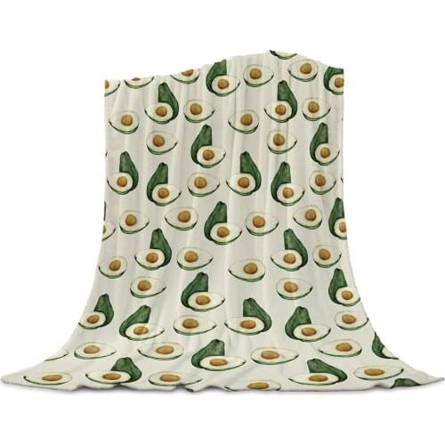Plant Green Fruit Avocado Blankets for Beds Home Bedspread Travel Flannel Blanket Throw Blanket for Sofa