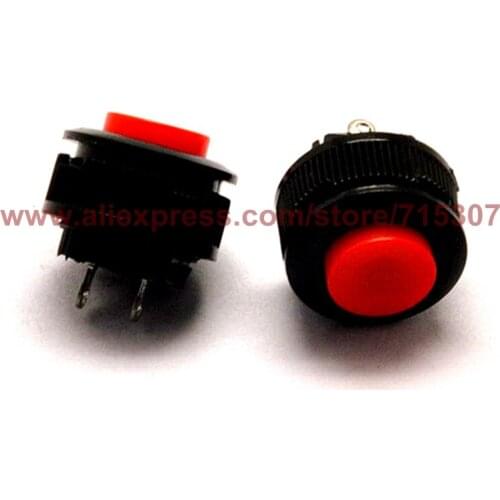 PHISCALE 20pcs Red Power switch DS-500 push button switch 14mm non-locking 1A 250VAC normally open