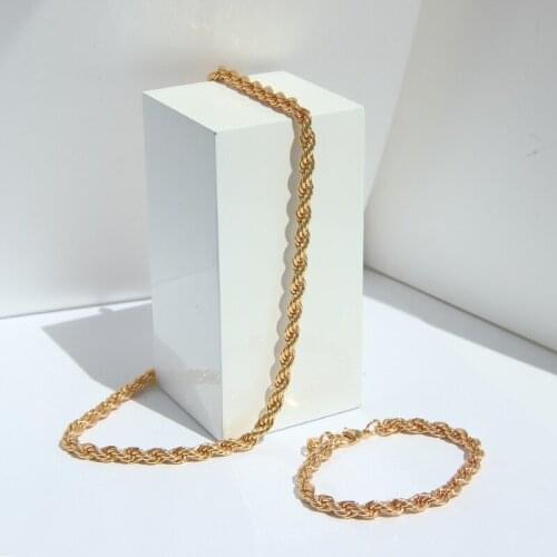 Brass With 24K Gold Twist Chains Necklaces Party Designer T Show Runway Gown Jewelry Rare INS Japan Korean Fashion