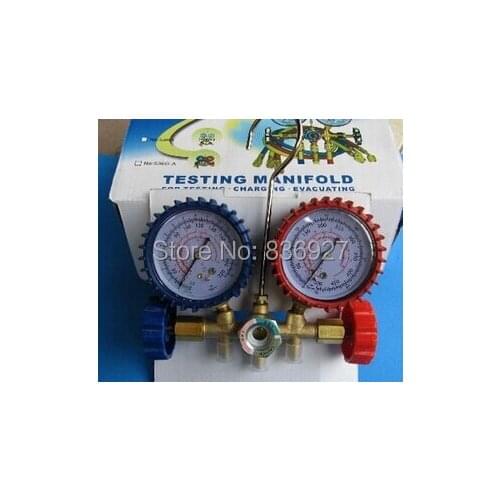 R22 R12 R134 A/C Manifold high and low pressure gauge three pipes with imperial adapter refrigerator parts
