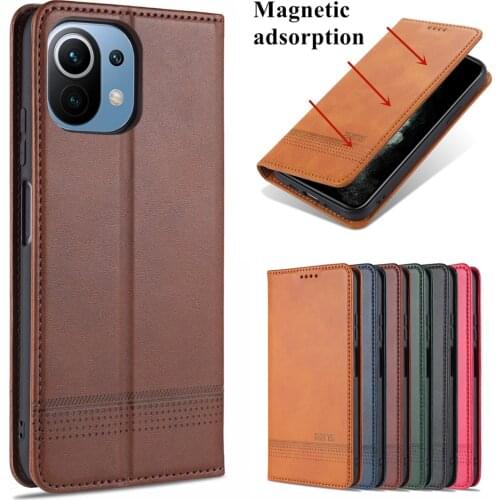 Deluxe Magnetic adsorption leather case for Xiaomi Mi 11 lite Youth 5G Flip Cover Protective Case capa fundas