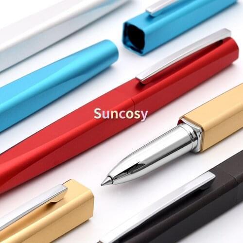 KACO SQUARE Serise High-end Aluminum Rollerball Pen with Silver Clip 0.5mm Black Refill, Metal Ballpoint Pens for Writing Gift
