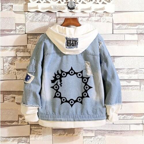 The Seven Deadly Sins Hoodies Cosplay Sweatshirt Grizzlys Sin of Sloth Harlequin King Cosplay Costume Denim Jacket Coat