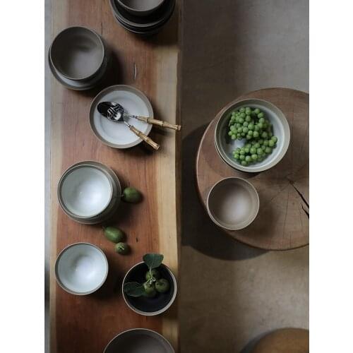 European style meal plate household personality ramen bowl retro ceramic fruit salad plate hotel creative matte kiln tableware