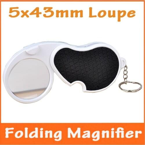 Students Elderly Dedicated 5x Portable Reading Magnifier Folding Section Handheld magnifying Glass with Led Lights Mini Loupe