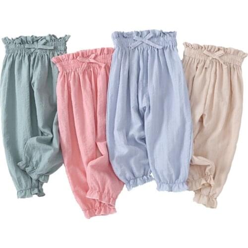 Spring Summer Kids Leggings Boys Girls Thin Anti Mosquito Pants Candy Color Cotton Bloom Pants Trousers Baby Pajama Clothing