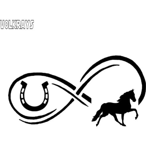 Volkrays Personality Car Sticker Horse Eternity Horseshoe Graphical Accessories Reflective Vinyl Decal Black/Silver,9cm*19cm