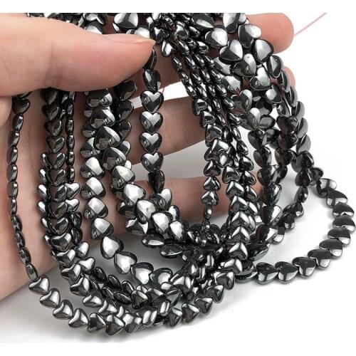 WLYeeS Vertical hole Love heart shape Hematite beads Natural Stone for Earring Pendant Spacer Loose beads Jewelry Making DIY 15"