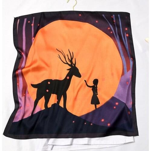 70cm Shawls Wraps Fashion Print Kerchief Silk Satin Headband Hair Scarfs Female Square Bag Scarves For Ladies Bandana FJ467