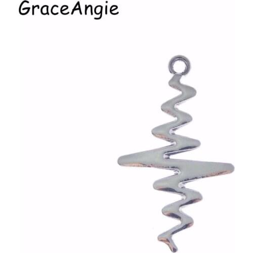 10PCS Jewelry Life Line Pulse Jewelry Heartbeat ECG Charms Bijoux Femme Gold Heart Clavicle Choker Pendant AccessoriesColor