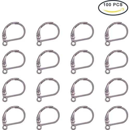 100pcs Earrings Hoop Jewelry Findings Lever Back For Earrings Jewelry Making Accessories Stainless Steel Color 10x15mm PANDAHALL