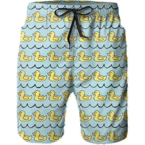 2021 Mens Stretch Swim Trunks Cartoon Yellow Duck Quick Dry Beach Shorts Mesh Lining surf pants slacks mountain sports pants