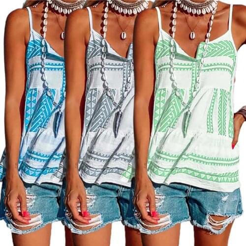 2021 Strap Top for Women Sexy Women Camisole Spaghetti Straps Polyester Striped Button Sleeveless Blouse Loose Tank-Tops Vest