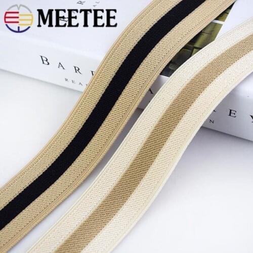 3/5yards Meetee 35mm Black Stripes Elastic Band Webbing Trousers Soft Belt Underwear Stretch Bags Sewing Strap DIY Accessories
