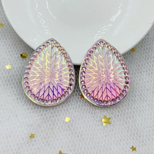 30*40mm Crystal AB Sew on Teardrop Flat Back Resin Sew on Stones Strass Buttons 2 Holes flat back rhinestones
