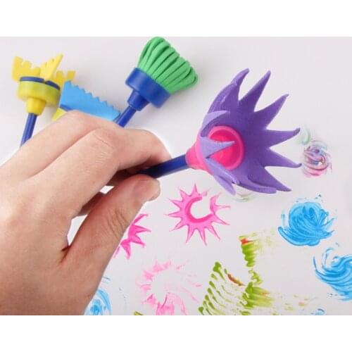 4Pcs/set DIY Sponge Drawing Paint Brushes Graffiti Toys Painting Creative Gift Toys for Children Stamps Toys