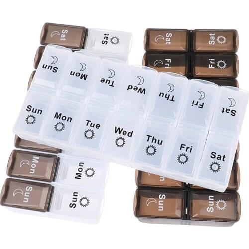 7 Days Weekly Pill Case 28 Grid Tablte Dispenser Organizer Pill Box Storage
