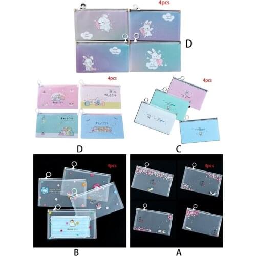 83XC 4Pcs/Set Mouth Mask Zipper Storage Bag Cute Cartoon Animal Face Cover Holder Organizer Case Mini Travel Portable Dustproof