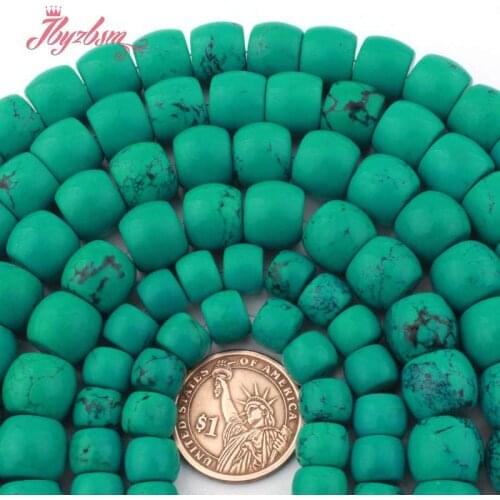 8x10mm12x14mm Drum Blue Turquoises Stone Loose Spacer Bead For DIY Necklace Bracelets Jewelry Making 15" Free Shipping Wholesale