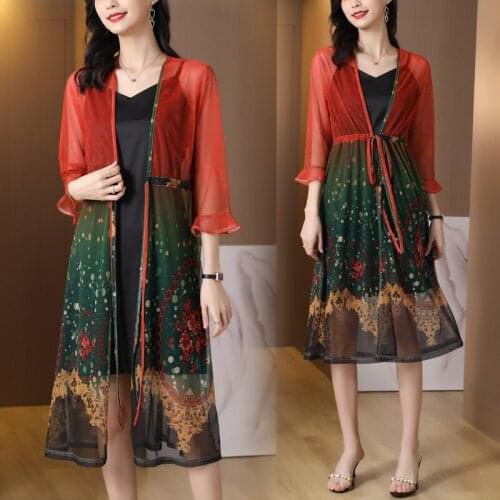 Make Large Size Ladies Summer New Wealthy Woman Lady Brim is Prevented Bask in Unlined Upper Garment of Long Piece