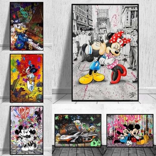 Disney Luxury Mickey Mouse Cartoon Posters & Donald Duck Dollars Canvas Painting Prints Pictures Kid Home Decor Wall Art Cuadros
