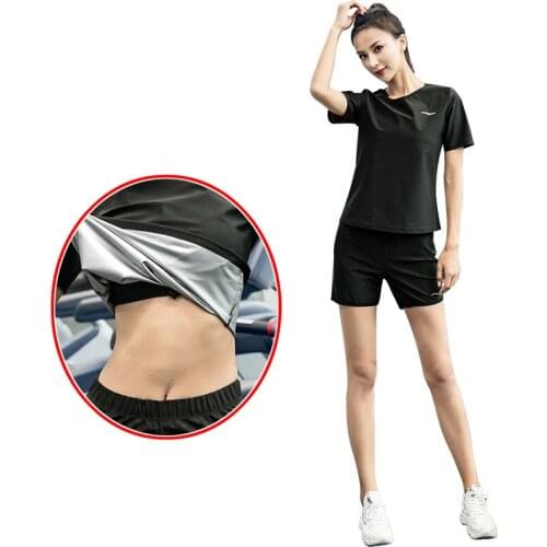 Womens Sauna Suit Weight Loss Gym Fitness Exercise Workout Sweat Training Hot Fat Burn Long/Short Sleeve Shirt Pants Shorts