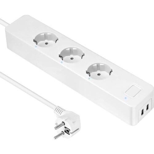 Home Power Strip,Wifi Mobile Phone Switch Timing Power Strip 2 USB Ports /3 Sockets Voice Control EU Plug