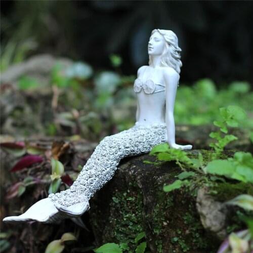 EUROPEAN MERMAID GODDESS STATUE TAIL GIRL PRINCESS ARTS SCULPTURE RESIN CRAFTS OUTDOOR GARDEN COURTYARD DECORATION R2970
