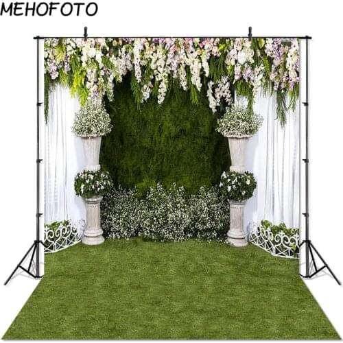 Wedding Photography Background Flower Garden Green Grass Decorations Photographic Backdrops Photobooth Photo Studio Props