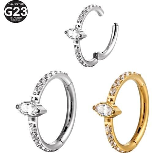 G23Titanium F136 Piercing Hoop Nose Rings Earrings Stone Hight Segment CZ Rings Open Small Septum Piercing Nose Ear Body Jewelry