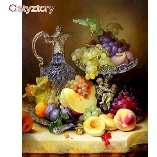 GATYZTORY DIY Painting by numbers Fresh Fruit Platter paint by numbers van gogh photo frames for picture wall art canvas 40x50cm