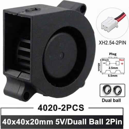 Gdstime 40mm For 3D Printer Fan DC 24V 4020 Turbo Blower Dual Ball Bearing Cooling Fan 40mmx20mm Cooler